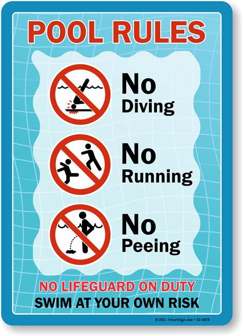 Pool Rules Signs Swimming Pool Rules Signs