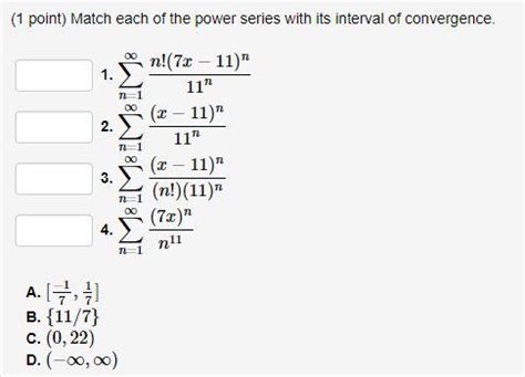 Solved 1 Point Match Each Of The Power Series With Its Chegg