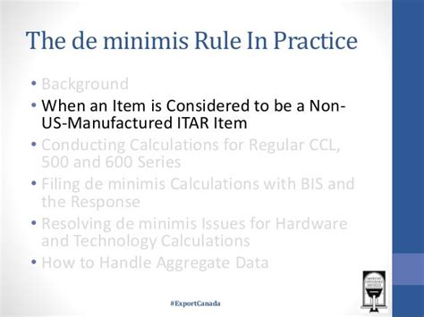 The de minimis Rule In Practice