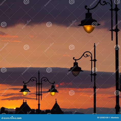 City Street Lamps Stock Photo Image Of Travel Post 53583108