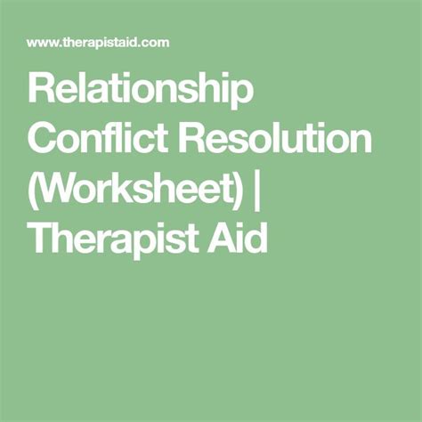 Conflict Resolution For Couples Worksheets