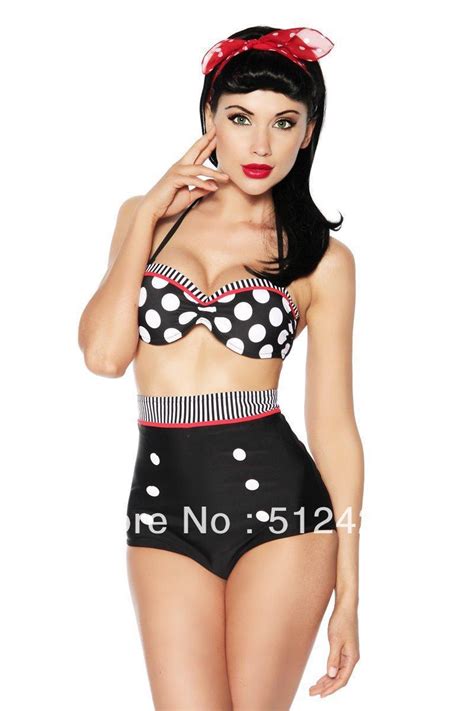 Vintage Bikini Best Vintage High Waist Polka Dot Bikini Set Cutest