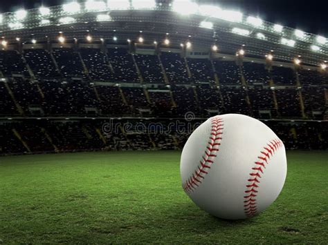 Sport Stadium with Baseball Ball at Night Backdrop. for Background ...