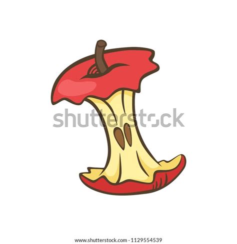 Red Apple Core Cartoon Isolated Vector 스톡 벡터로열티 프리 1129554539