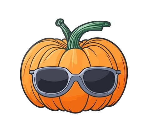 Premium Vector Vector Cute Halloween Pumpkin With Sunglasses