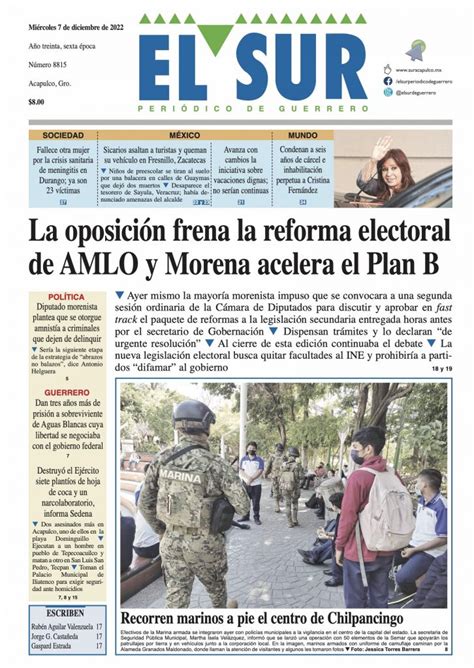 Nuestra portada de este miércoles 7 de diciembre de 2022 El Sur