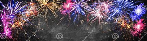 Firework Background Banner Panorama Colorful Festive Firework In