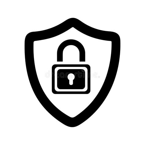 Padlock In Security Shield Lock Protection Security Icon Logo Stock Illustration