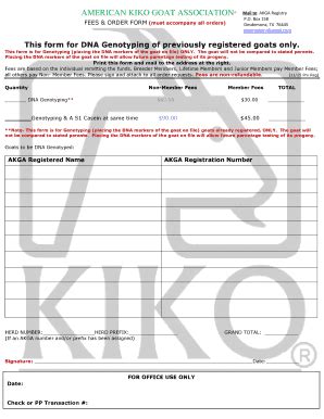 Fillable Online DNA For Previously Registered Goat American Kiko Goat