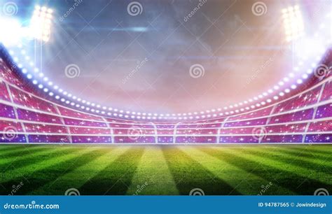 Lights at Night and Stadium 3d Render, Stock Illustration ...