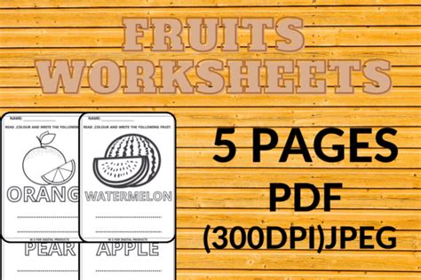 Fruits Worksheets Freebies Graphic by M S for Digital Products ...