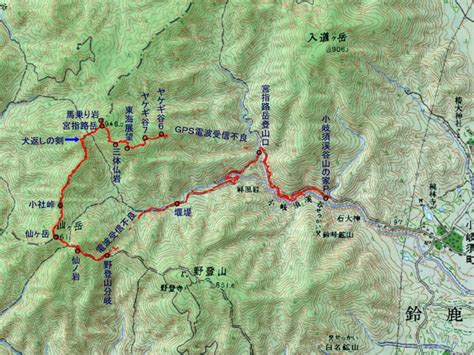 宮指路岳・仙ヶ岳登山地図20070526