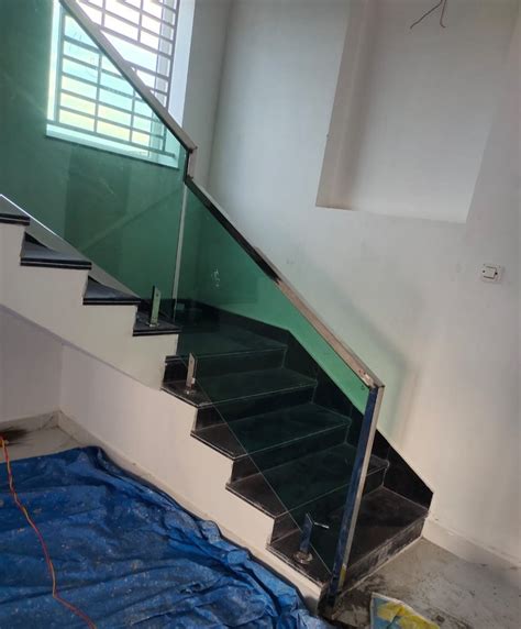 Stairs Mm Stainless Steel Green Glass Railing Material Grade Ss