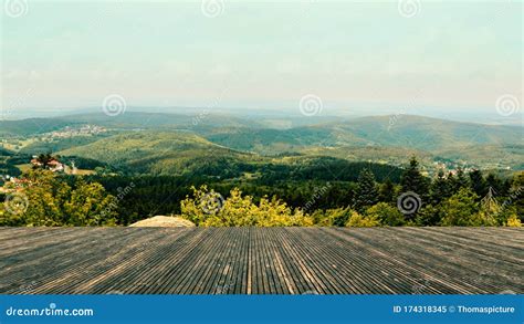 Terrace with a Wonderful View. Panorama with Imposing Mountains and a Blue Sky. Live in the ...