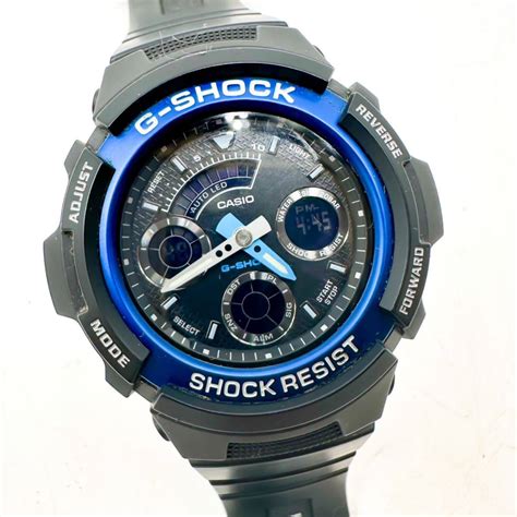 目立った傷や汚れなし 売り切りCASIO G SHOCK デジタルアナログ AW 5914778ブラックブルー カシオ G