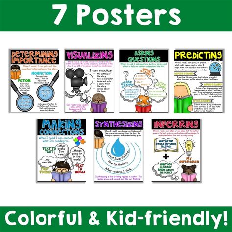 Reading Comprehension Strategies Posters Connections Predicting