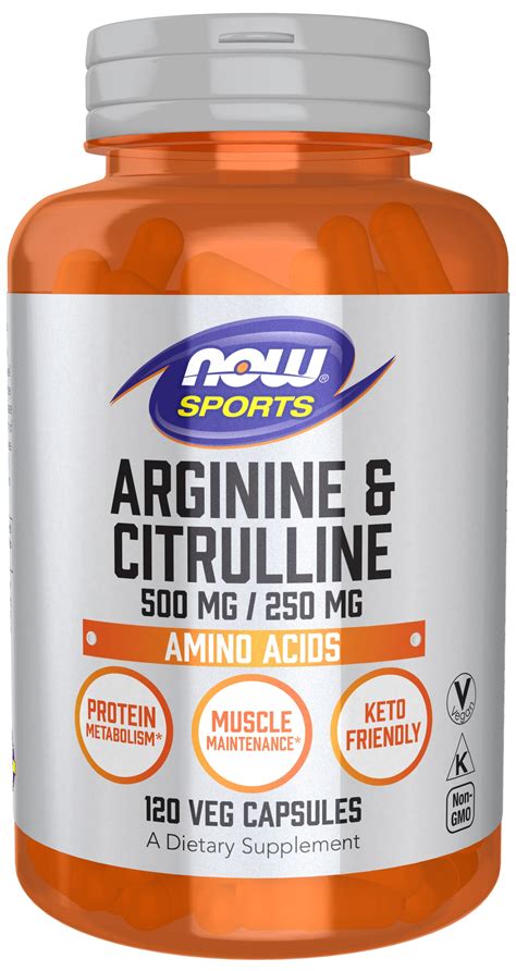 Now Sports Nutrition Arginine Citrulline Mg Mg Amino Acids