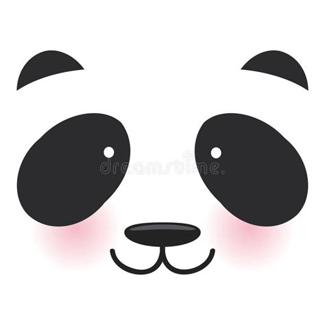 Kawaii Funny Muzzle With Pink Cheeks And Big Eyes Cute Cartoon Face On