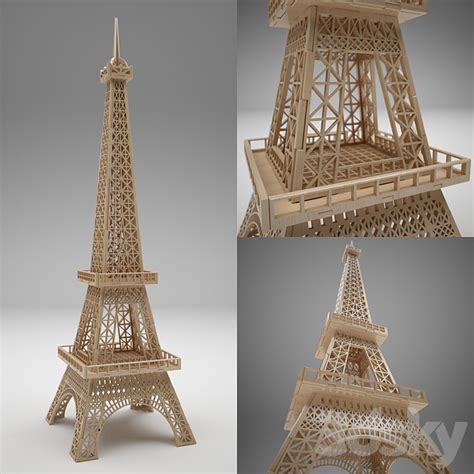 Eiffel Tower Woodcraft Toy 3D Model