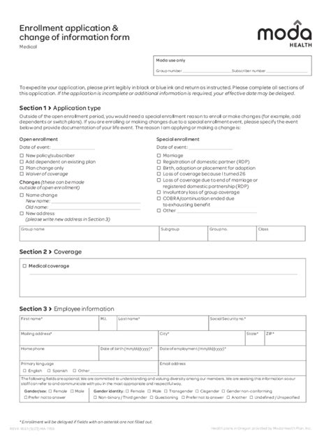 Fillable Online Moda Health Era Enrollment Fax Email Print