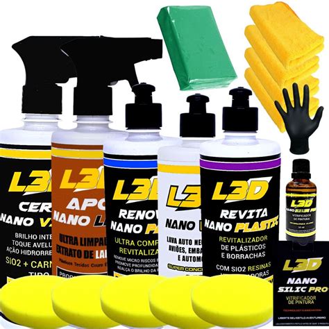 Kit Limpeza Automotiva Completo L3D Brilho e Proteção Intenso Para