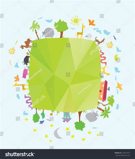 Kids Drawing Cartoon Animals Around Globe Stock Vector (Royalty Free ...