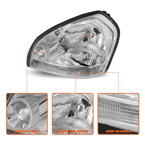 Fit 05 09 Hyundai Tucson Headlights Halogen Headlamp Chrome Left And