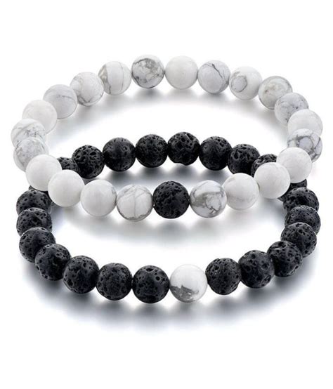 Mm Black And White Howlite Lava Natural Agate Stone Bracelet Buy