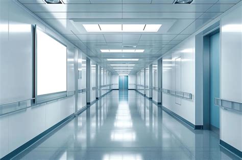 Hospital Building Architecture Corridor Premium Ai Generated Image