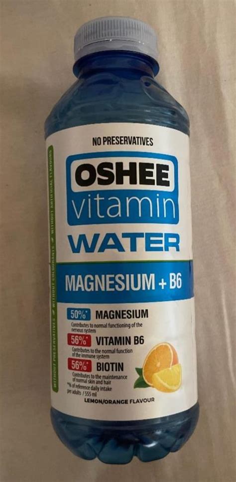 Oshee vitamin water Magnesium B6 Lemon Orange kalórie kJ a