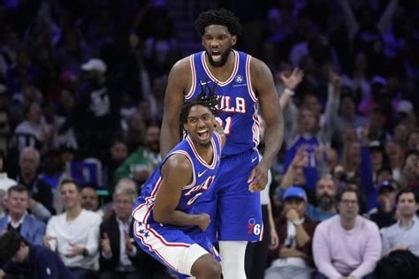 Joel Embiid Tyrese Maxey Lead 76ers To Sixth Straight Win 106 103 Over The Boston Celtics