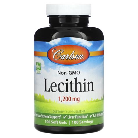 Carlson Non GMO Lecithin 1 200 Mg 100 Soft Gels