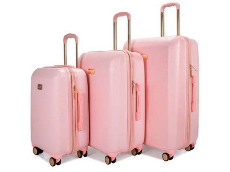 Snakeskin 3 Piece Expandable Luggage Set Pink | Black Enterprise