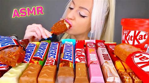 Asmr Eating Chocolate Candy Bars Pink Food Cake Ice Cream Dessert