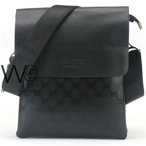 Gucci leather cross body bag for men black | Watches Prime