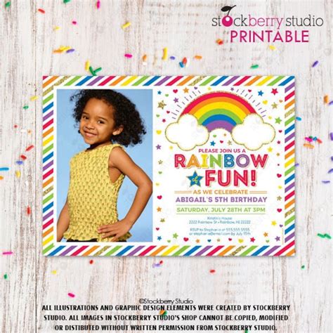 Rainbow Birthday Invitation Printable Girls Rainbow Party Rainbow Invite Clouds Rainbow Of Fun