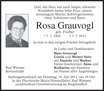 Traueranzeigen Von Rosa Grauvogl Trauer Merkur De