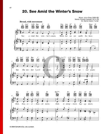 See Amid The Winters Snow Anonymous Piano Sheet Music OKTAV