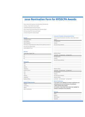 Fillable Online Nysscpa Nomination Form For Nysscpa Awards