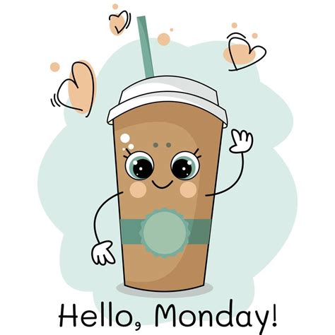 vector cute coffee wish a happy Monday 22383130 Vector Art at Vecteezy