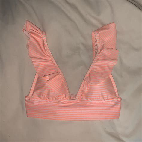 Aerie Bikini Top Striped Light Pinky Orange And Depop