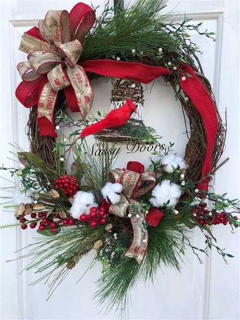 Woodland Christmas Wreath, Rustic Chrisrmas Wreath, Country Christmas Wreath, Cabin Chrustmas ...