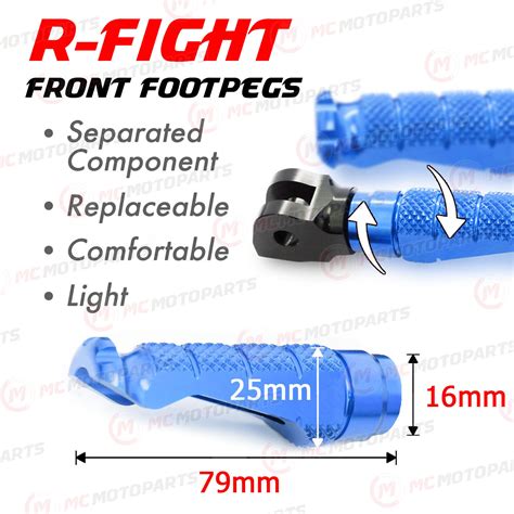 R Fight CNC Front Foot Pegs Blue For Aprilia RSV1000 Mille 98 03 02 01