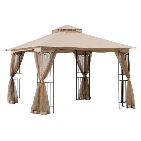 Sunjoy Ft X Ft Steel Gazebo With Tier Khaki Canopy