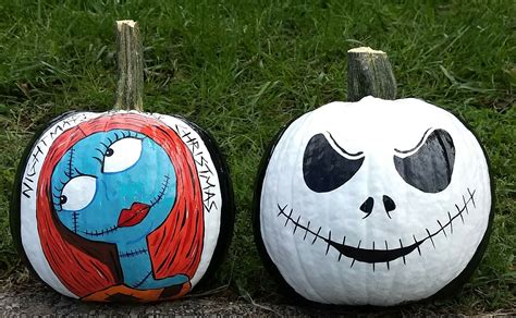 Jack And Sally Painted Pumpkins Nightmare Before Christmas Halloween