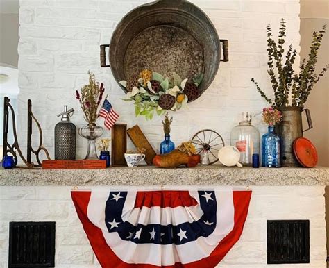 Americana Mantle Rustic Americana Mantle Decor Primitive Decorating