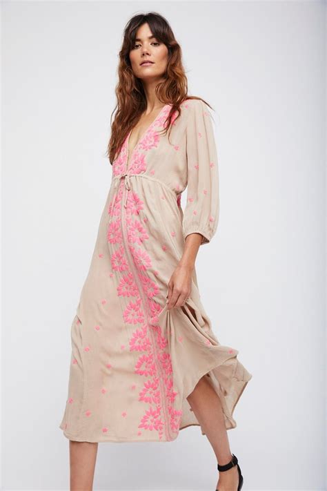 Embroidered Fable Dress Floral Embroidered Maxi Dress With Black Boho