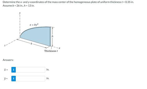 Solved Determine The X And Y Coordinates Of The Mass Chegg