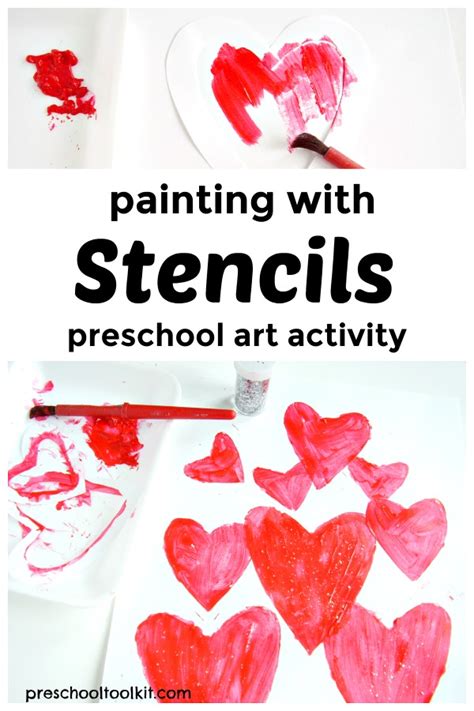 Valentine Painting Activity With Stencils Preschool Toolkit