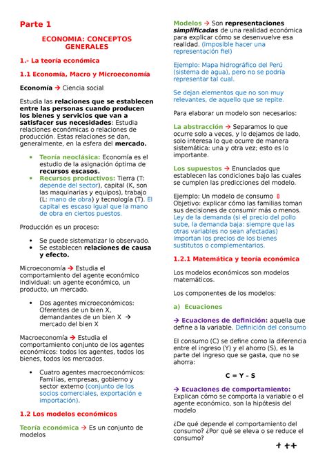 Apuntes Microeconomia Parte 1 ECONOMIA CONCEPTOS GENERALES 1 La